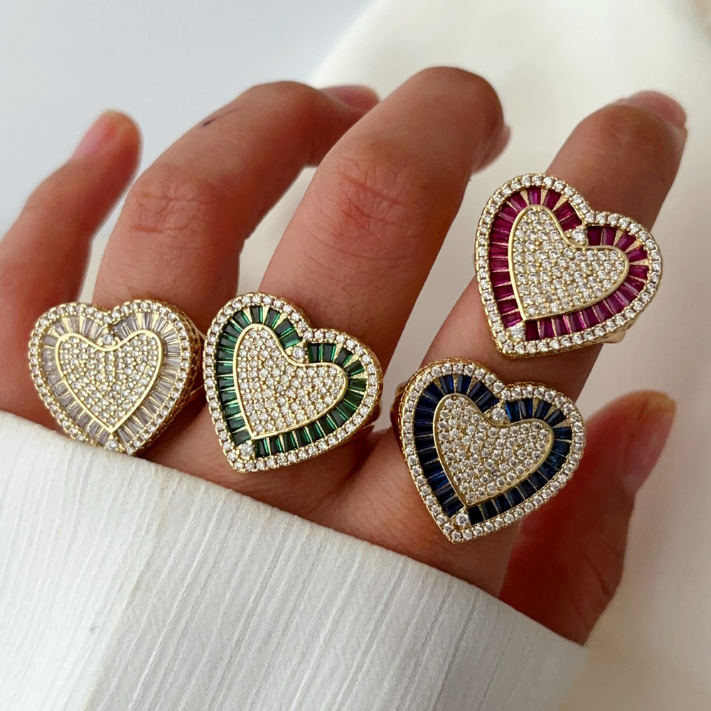 Pave zircon heart ring