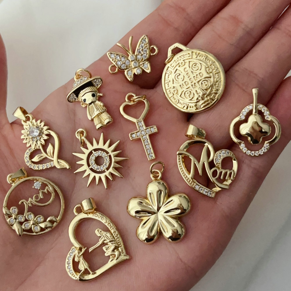 metal heart clover diy charm