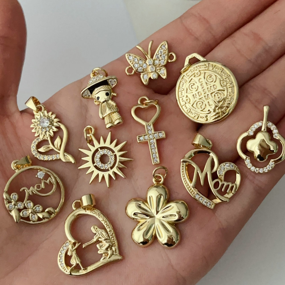 metal heart clover diy charm