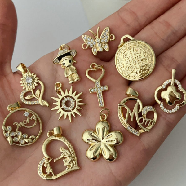 metal heart clover diy charm