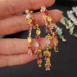 Pave zircon long party earrings