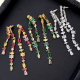 Pave zircon long party earrings
