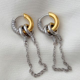 Pave two tone chain earrings