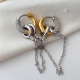 Pave two tone chain earrings