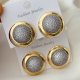 Pave zircon two tone round earrings
