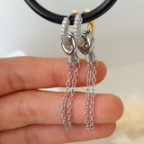 Pave two tone chain earrings