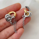 Pave two tone chain earrings