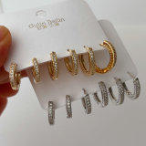 Pave zircon simple set earrings