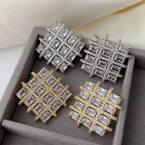 Pave zircon square earrings