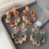 Pave zircon leaf earrings