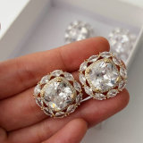 Pave zircon square earrings