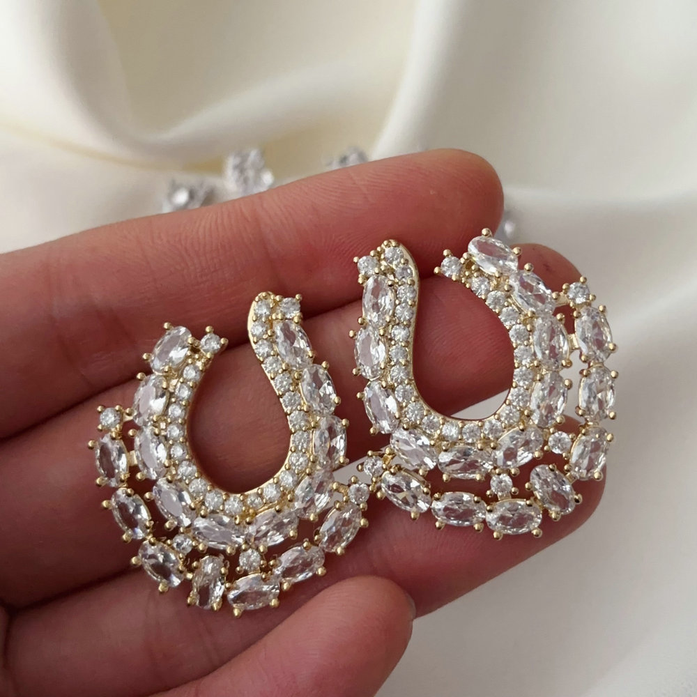 Pave zircon fashion earrings