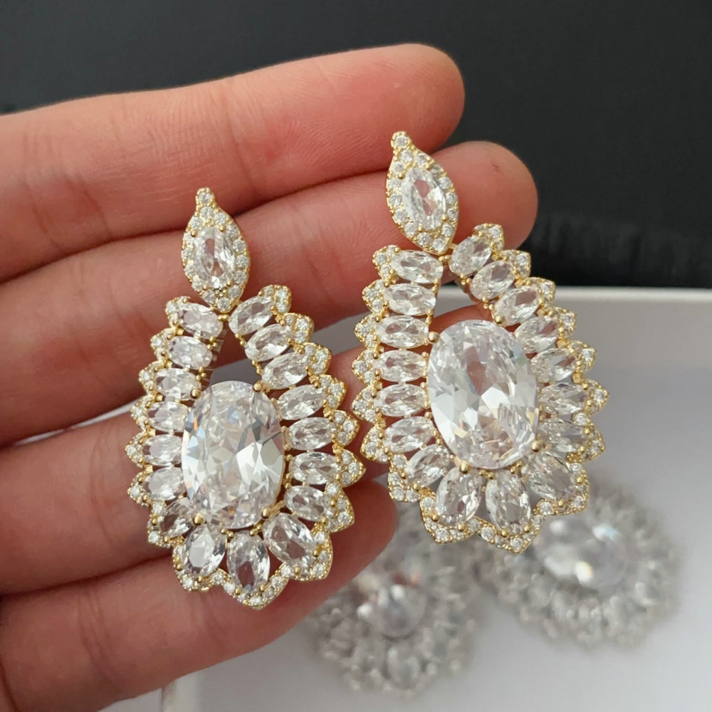 Pave zircon teardrop earrings