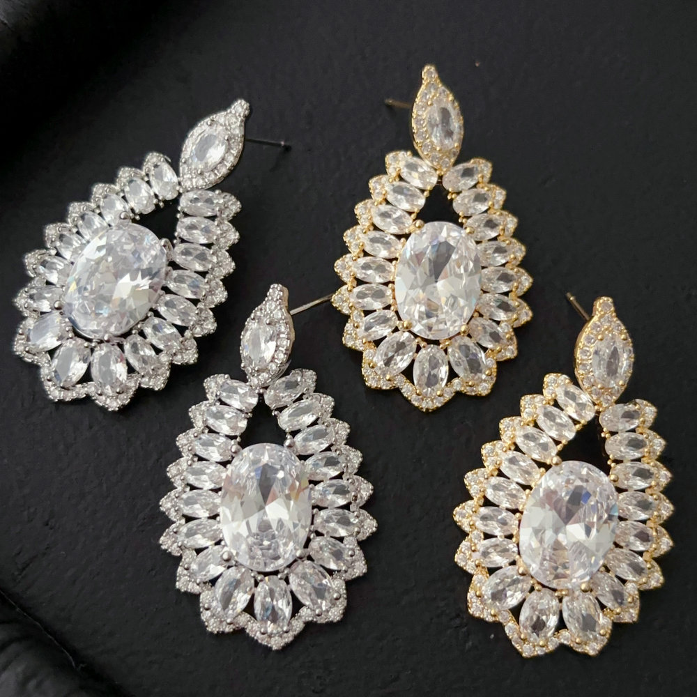 Pave zircon teardrop earrings