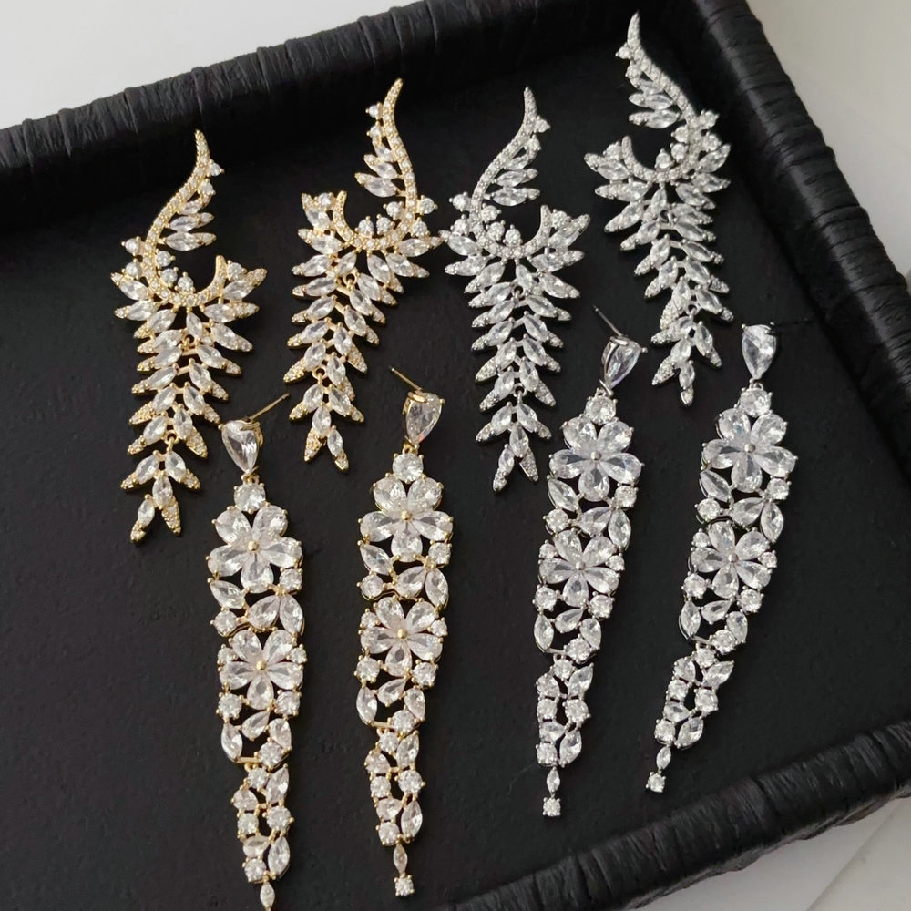 Pave zircon party earrings