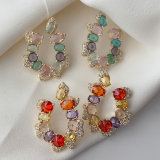 Pave zircon leaf earrings