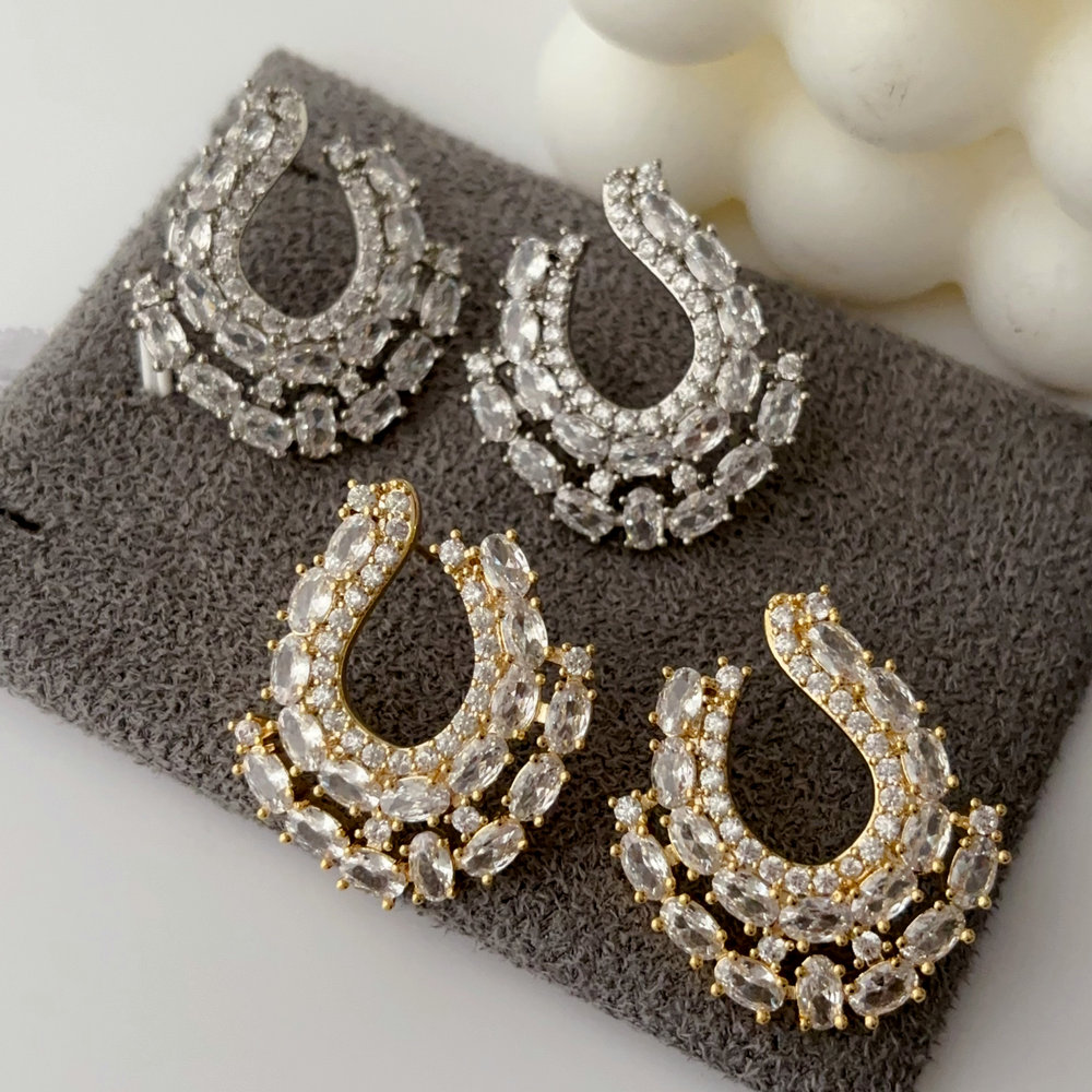 Pave zircon fashion earrings