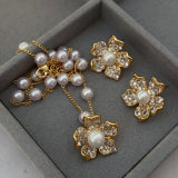 Pave zircon flower set earrings