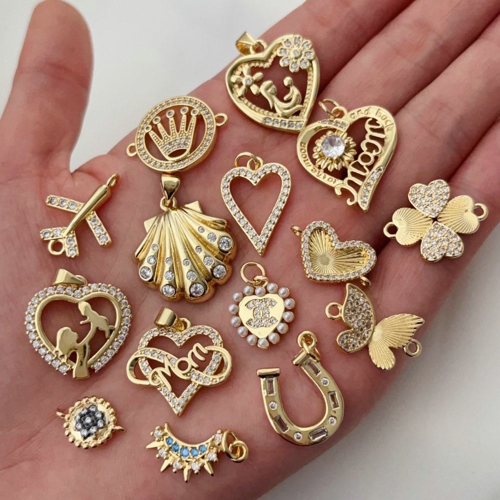 Diy zircon heart charm