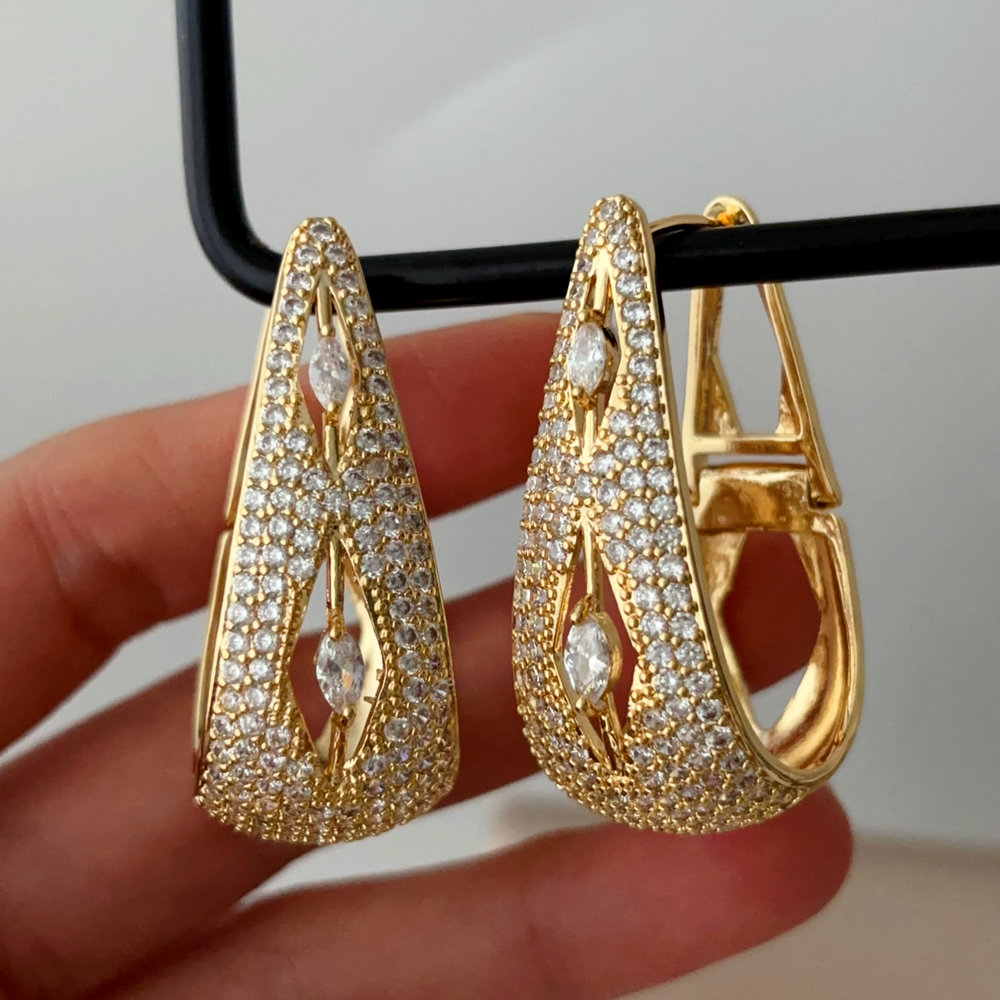 Pave zircon teardrop earrings