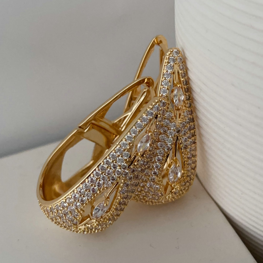 Pave zircon teardrop earrings