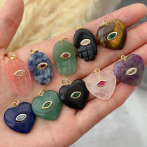 Gemstone hand heart charm