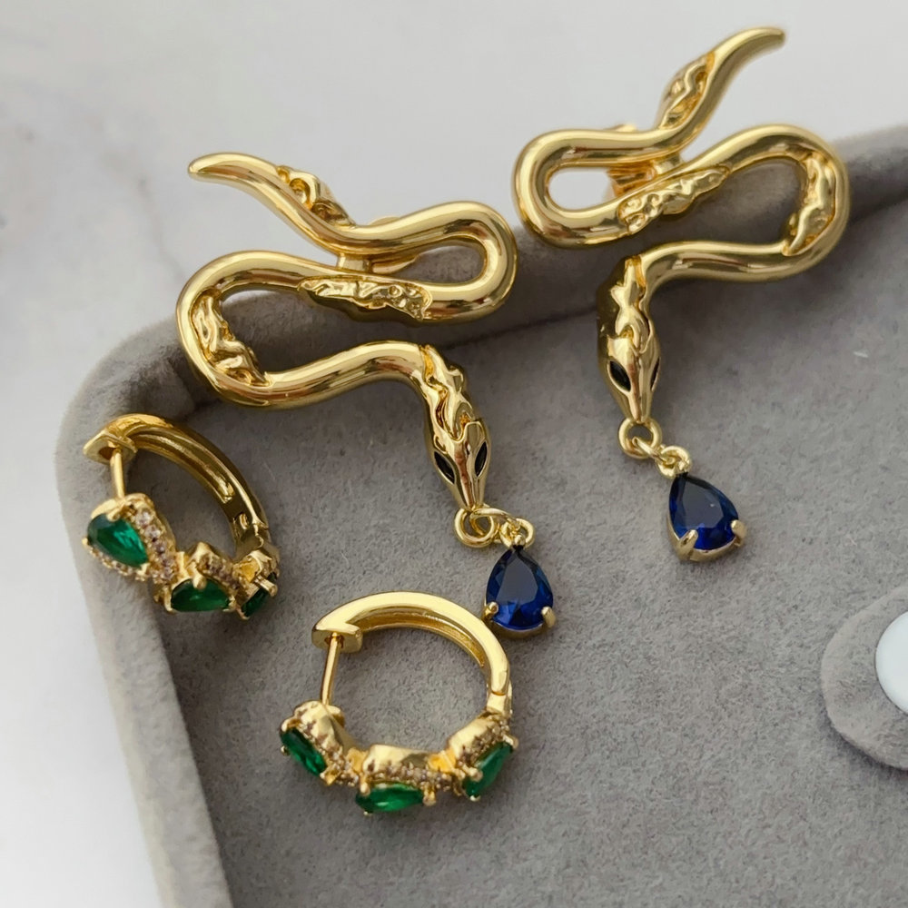 Pave snake earrings