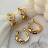 Pave two tone link chain earrins