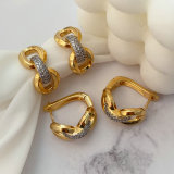 Pave two tone link chain earrins