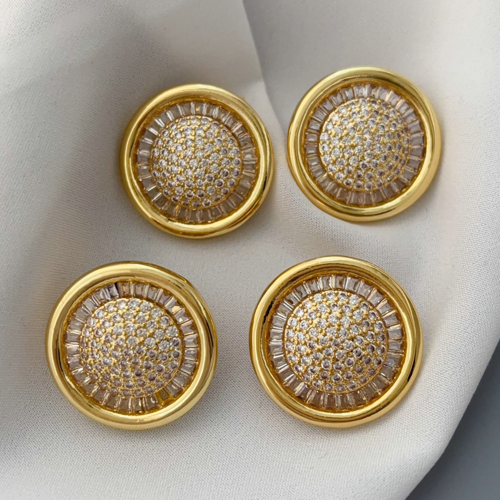 Pave zircon round shape earrings