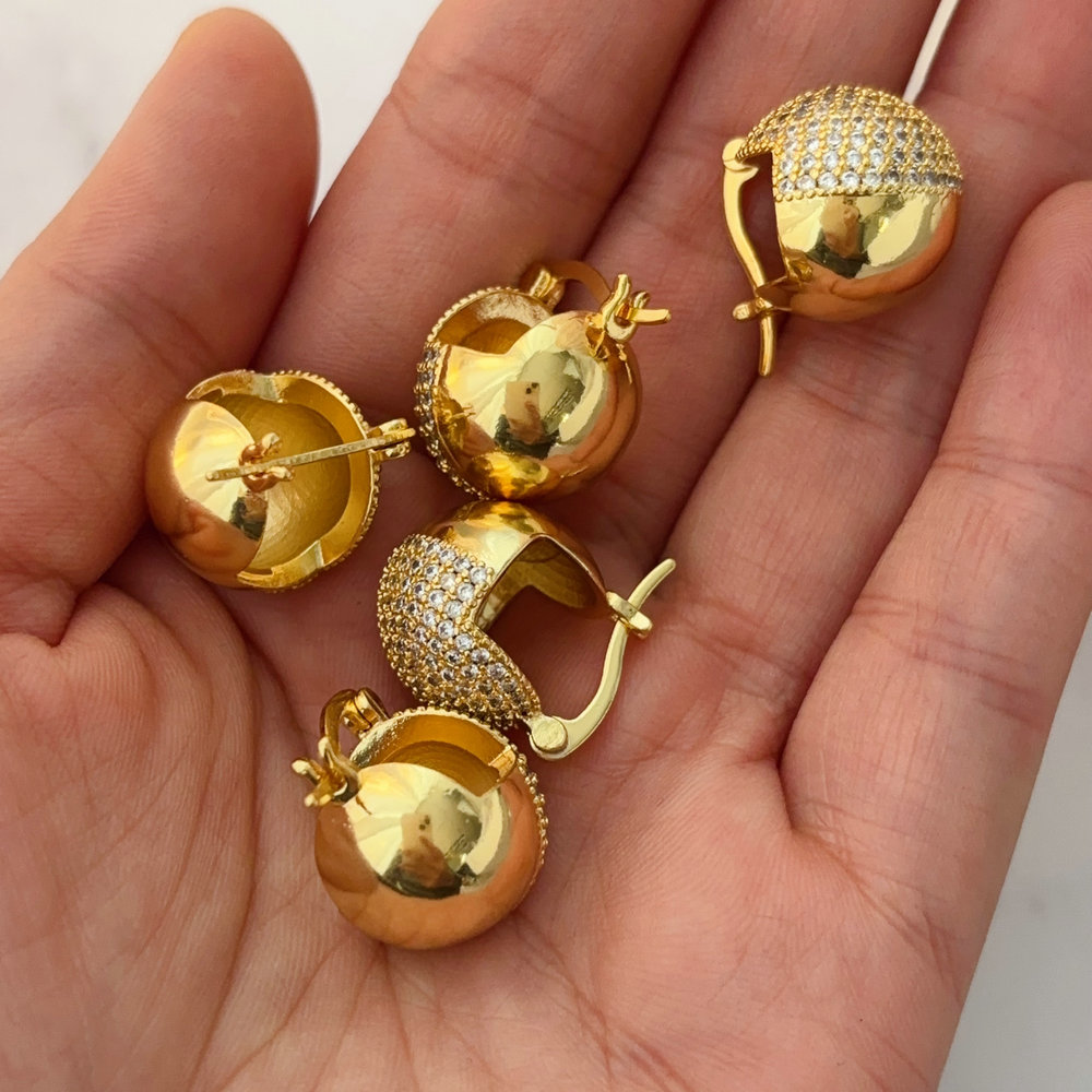 pave ball earrings