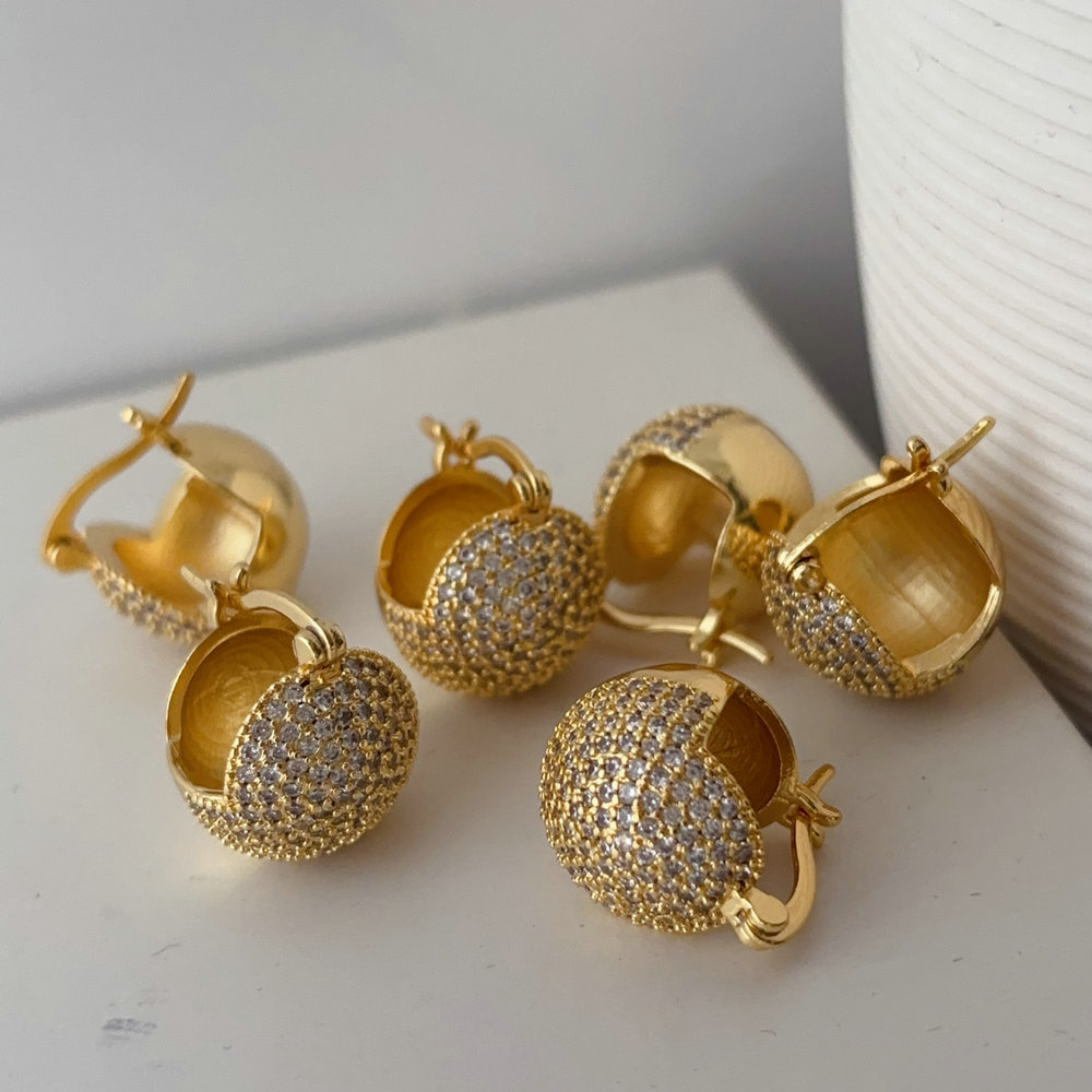 pave ball earrings