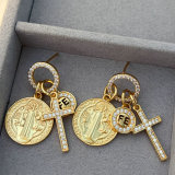 Cross charm earrings