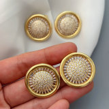 Pave zircon round shape earrings