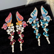 Pave zircon flower earrings