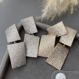 Pave zircon square earrings