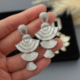 Pave zircon square earrings