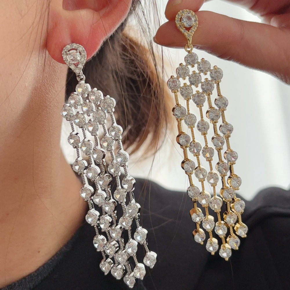 Pave zircon party earrings