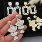 Pave zircon square earrings