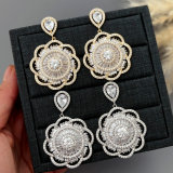 Pave zircon flower earrings