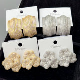Pave zircon bar flower earrings
