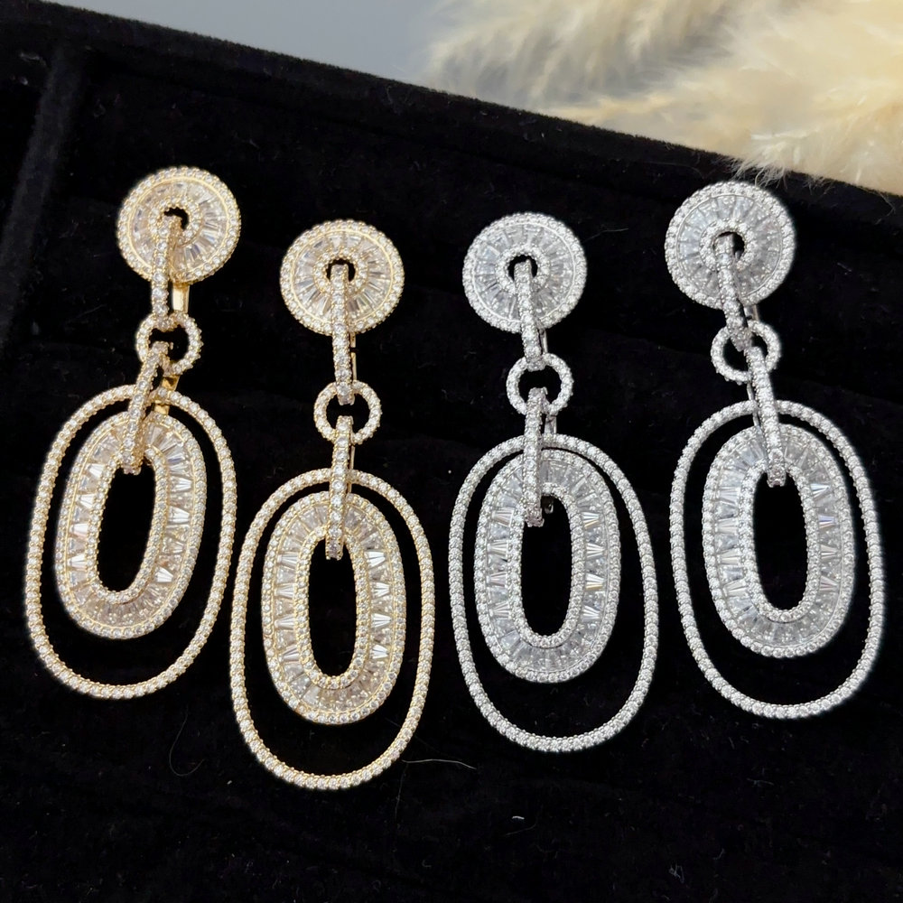 Pave zircon party earrings