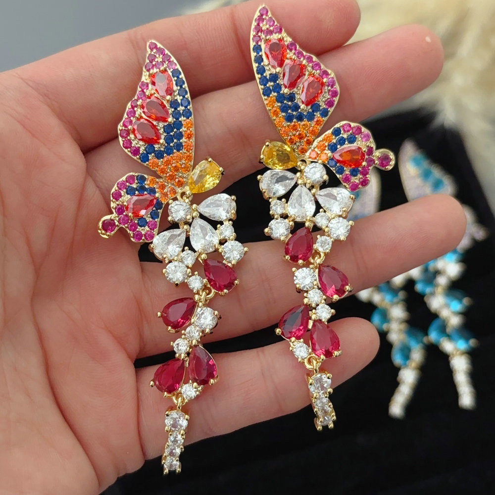 Pave zircon flower earrings