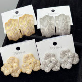 Pave zircon bar flower earrings