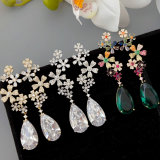 pave zircon chunky flower earrings