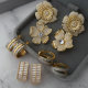 Pave zircon flower earrings