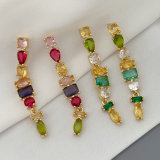 Pave zircon colorful earrings
