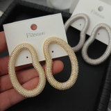Pave zircon oval shape earrings