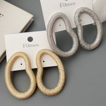 Pave zircon oval shape earrings