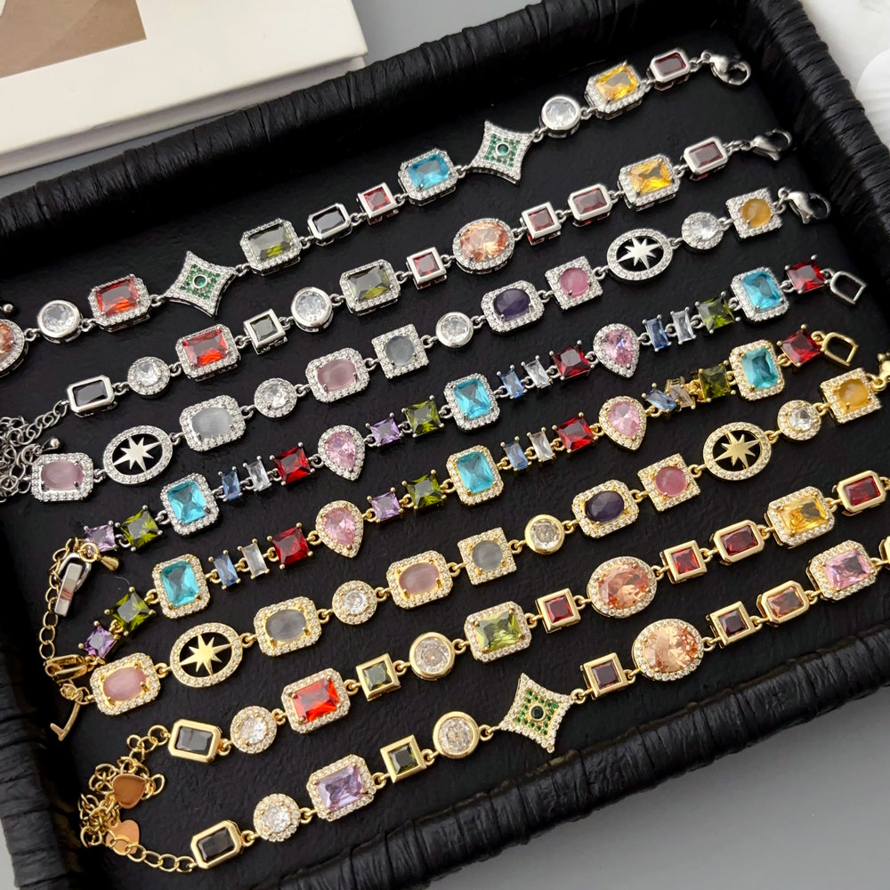 Pave zircon colorful bracelet